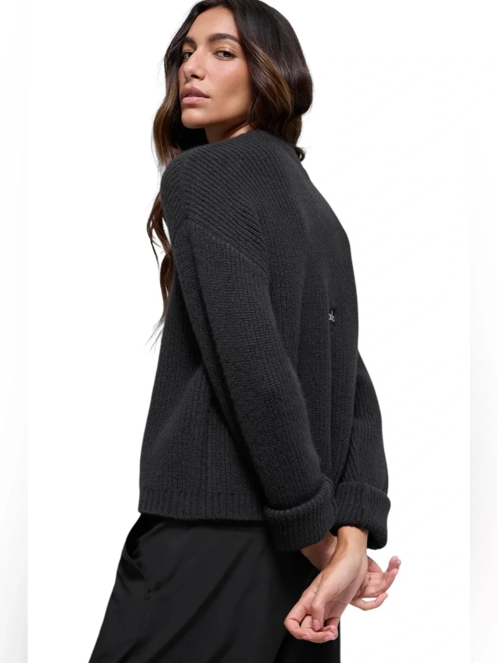 ALO Wool Cashmere Ribbed Noble Crewneck Sweater Women’s Sz XS